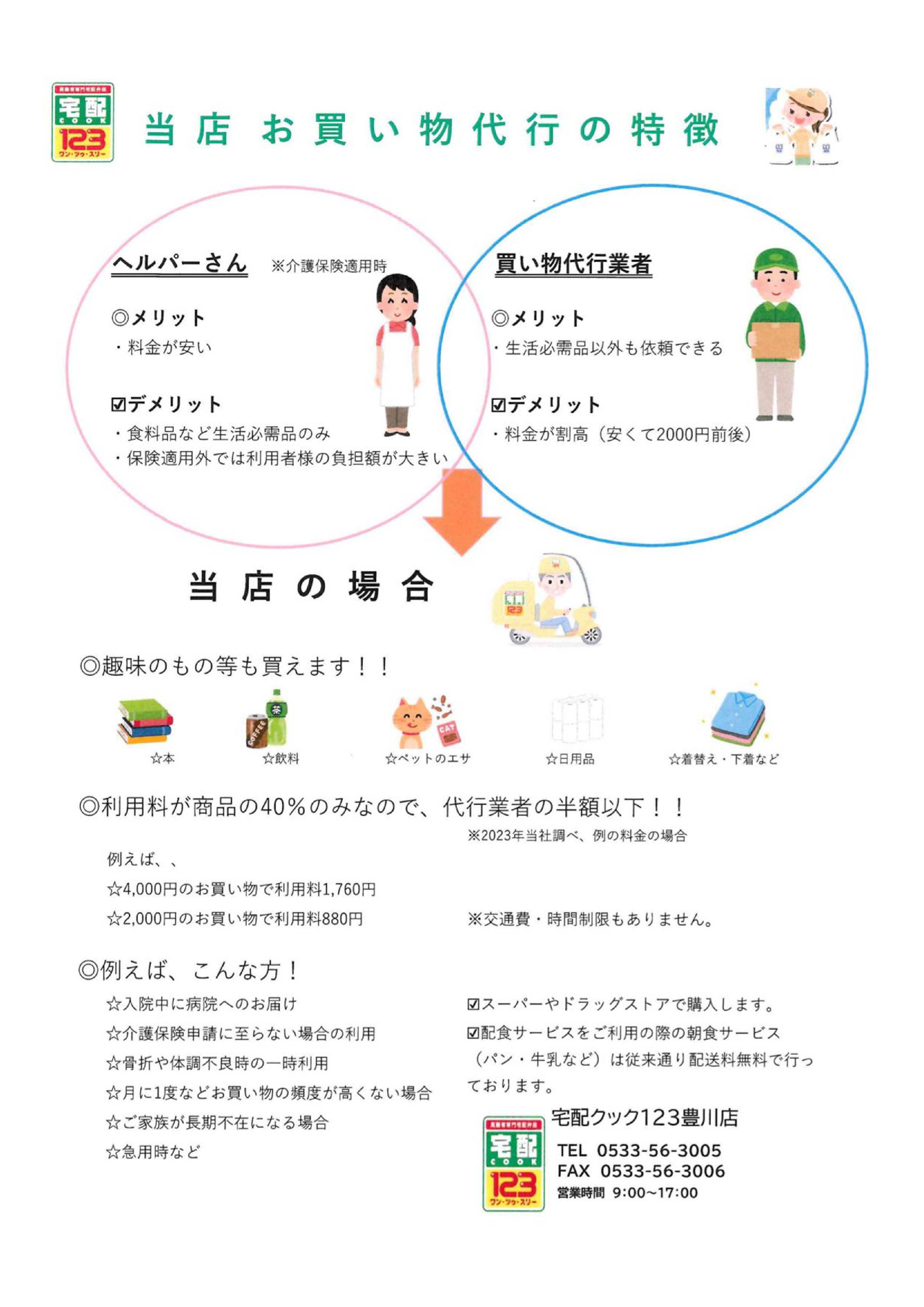 当店お買い物代行の特徴